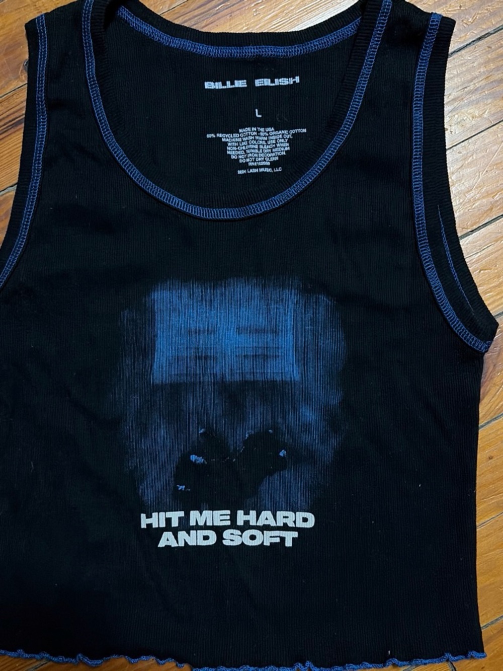 Billie Eilish Black Graphic Crop Tank - 'Hit Me Hard And Soft'
